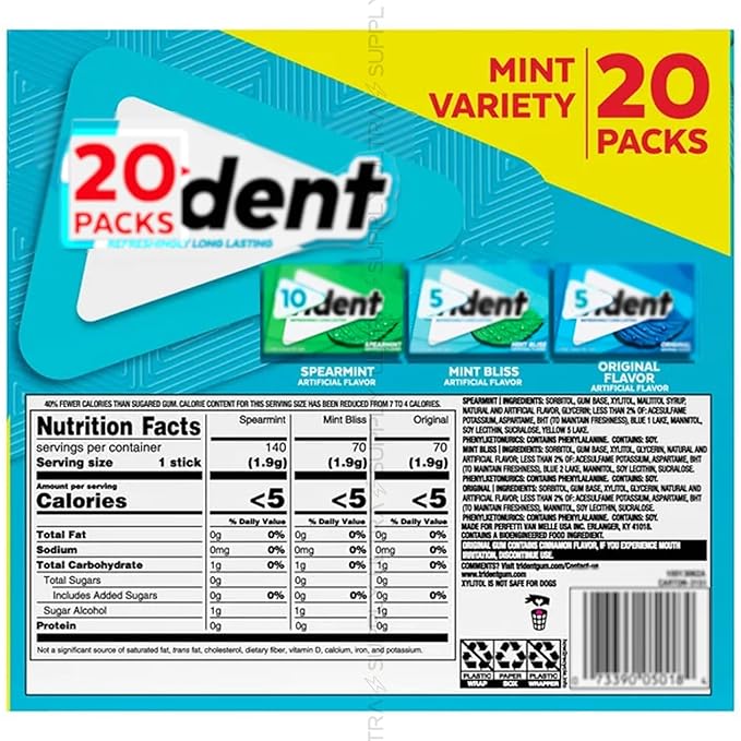 Chicle Sin Azúcar TRĪ-DENT Pack Variedad 280 Unidades, Menta, Menta Bliss, Original miniatura 2