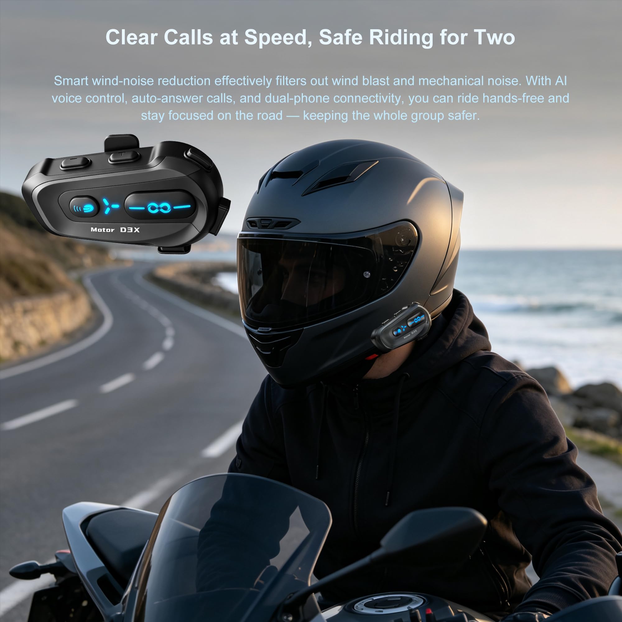 2 Pezzi Interfono Moto Bluetooth Casco Moto Auricolare Casco Moto