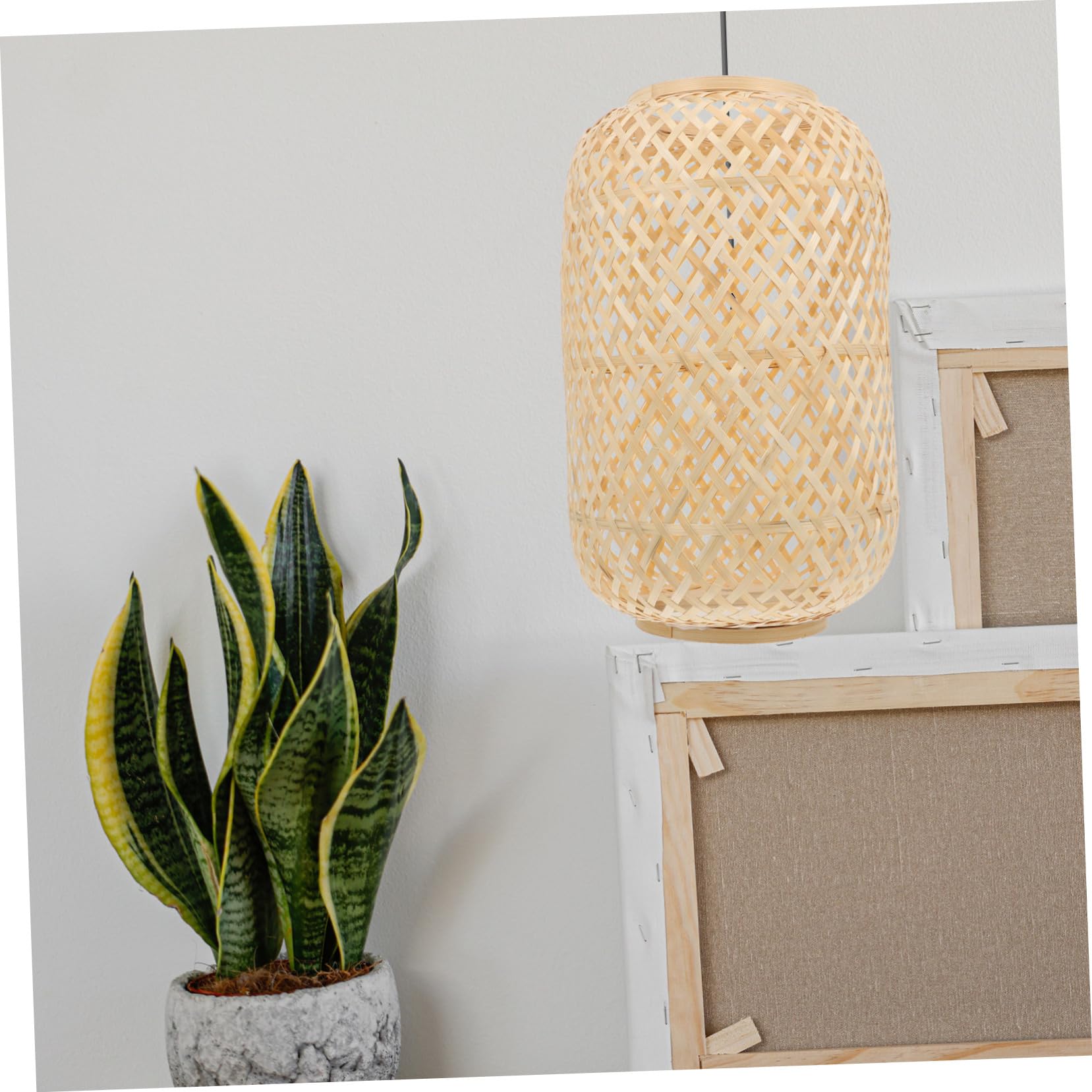 LIFKOME Pantalla De Lámpara Rústica Colgante De Bambú Hexagonal 20x30 Cm, Protección Natural, Decoración Interior Hogar, Efecto Luz Cálida, Accesorio Práctico