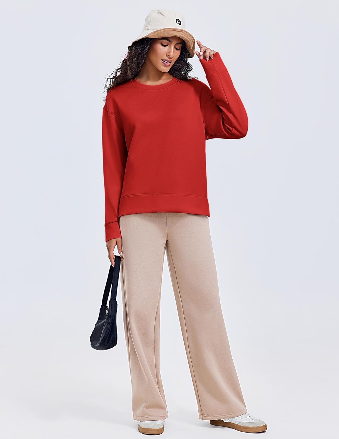 PINSPARK Soft Crewneck Sweatshirt for Women Long Sleeve Lightweight Pullover Yoga Casual Sweatshirts - Image 4