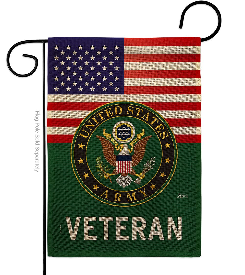 US Army Veteran Burlap Garden Flag Home Decor Armed Forces United State American Decorations Military Memorabilia Remembrance Wall Tapestry Retire Outdoor Memorial Yard Banner Veteran Gifts Made in USA