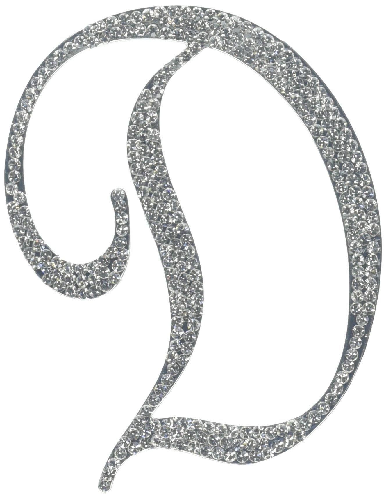 Unik Occasions Sparkling Collection Crystal Rhinestone Monogram Cake Topper - Letter D, Large, Silver