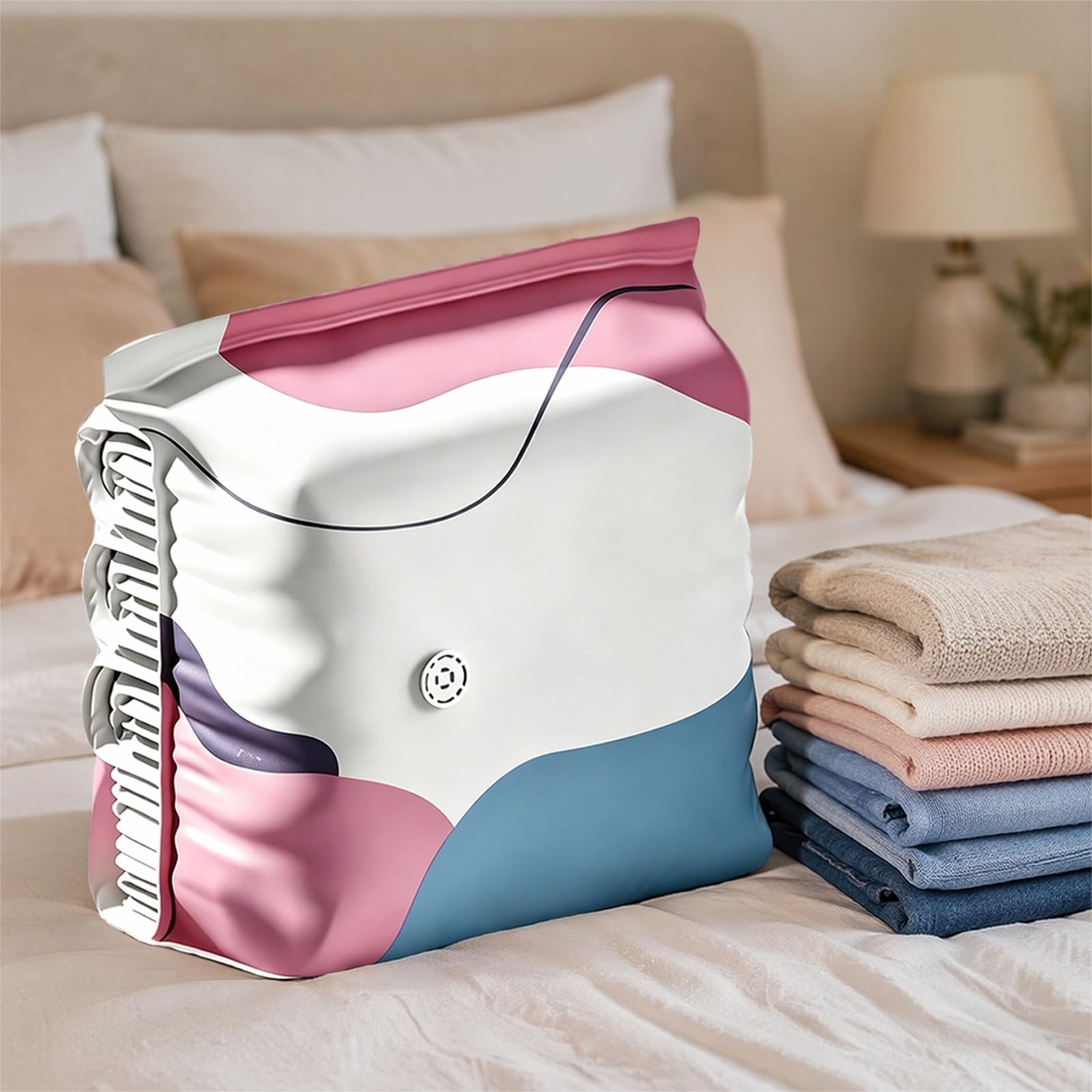 4pcs Travel Vacuum Bags Reusable No-Pump Vacuum Storage Bags Without Pump