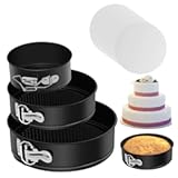 Springform Cake Pan Set of 3 Non-stick Leakproof Round Cheesecake Pan with Removable Bottom&comma; Circle 3 Pieces 4" 7" 9" Springform Pans for Baking with 50 Pcs Parchment Paper Liners