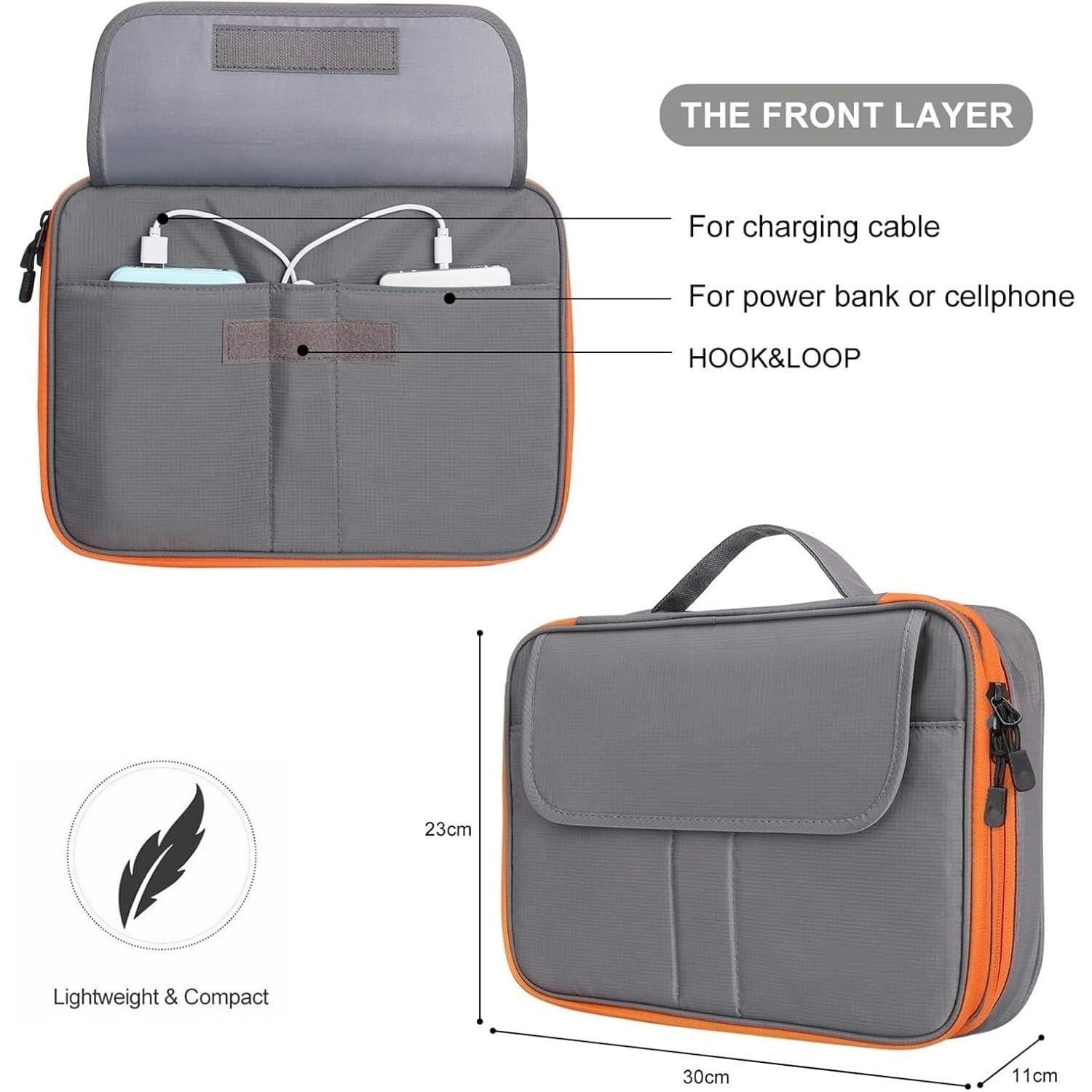Torba do organizowania kabla | Podwójne warstwy dużej pojemności podróży elektroniczny gadżet carry case(Gray)