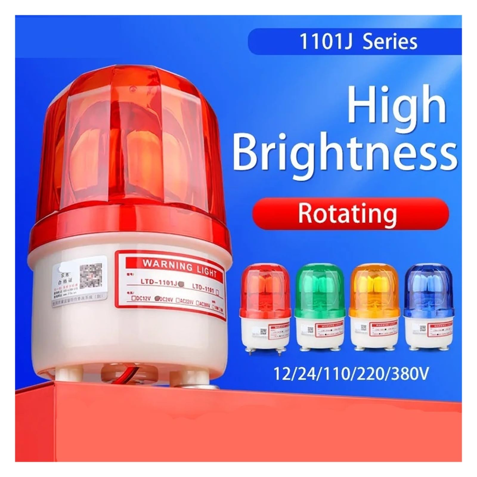 Tour de signalisation industrielle avec indicateur LED-1101, 12 V, 24 V, 110 V, 220 V, 380 V, gyrophare, signal sonore, stroboscope rouge, jaune, bleu, vert.(Yellow,12v)