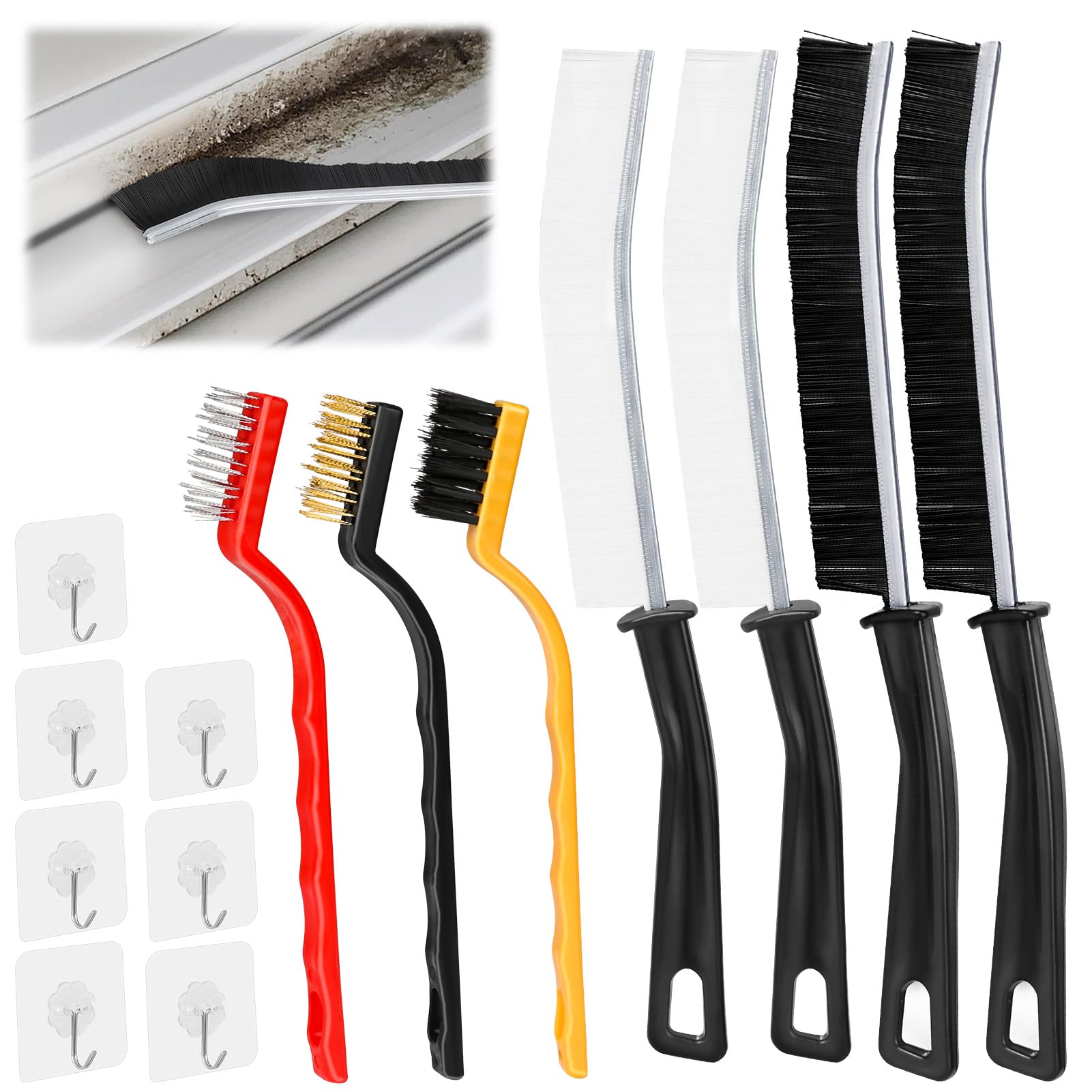 Set 4 Spazzole Per Pulizia Angoli E Fessure GOOHOCHY - Manici Gialli Per Lavelli E Cucina - Foto 10