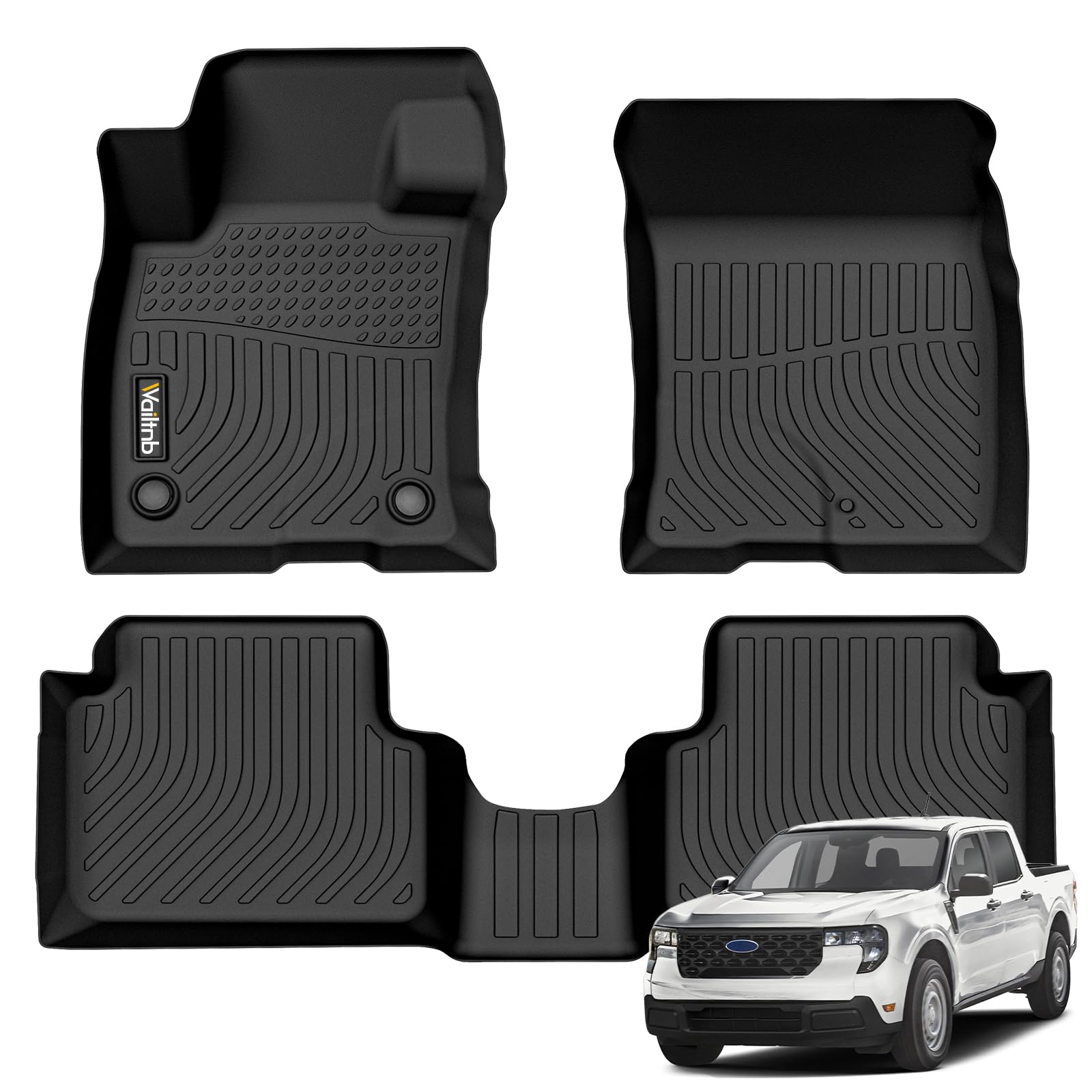Wailtnb-All Weather Floor Mats for Ford Maverick 2026 2025 2024 2023 2022 (Gasoline Models Only) Liners Custom Fit Ford Maverick 2025 2024 2023 2022 Waterproof Durable Easy to Clean Accessories
