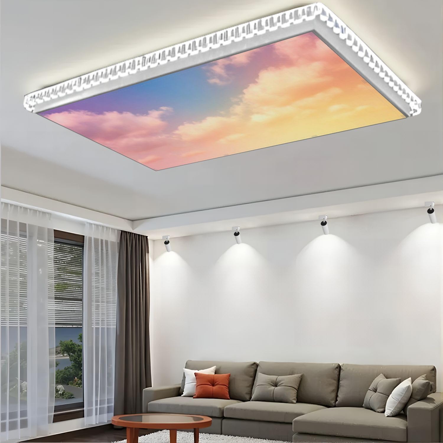 Fluorescent Light Covers for Ceiling Lights Pastel Sky Cloud Multicolor Easy to Install Magnetic Light Filter for Classroom Office Hospitals School Home Decor