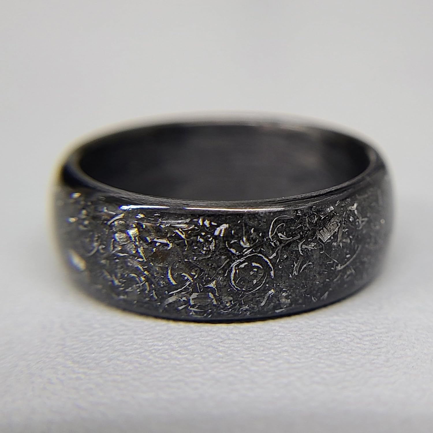 Gibeon Meteorite Carbon Fiber Wedding Ring Handmade in USA