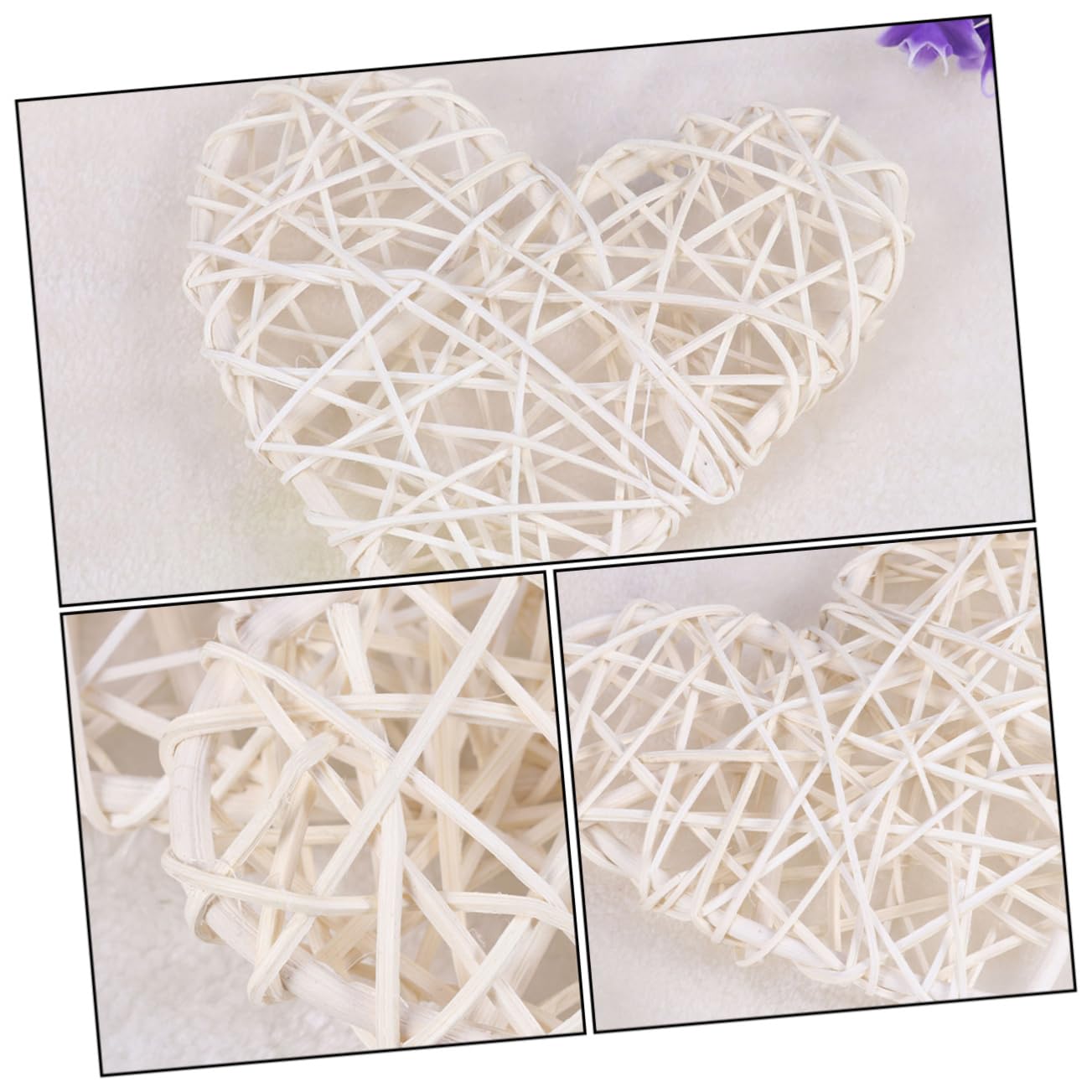 VICASKY 10 Pezzi Cuore di Vimini Verde Acqua Arredamento Nuziale Vite Cuori di Vimini UV Decorazioni Natalizie Natale Decorazioni Pendente di Calore Sfera Pendente Decorativa Rattan Bianca