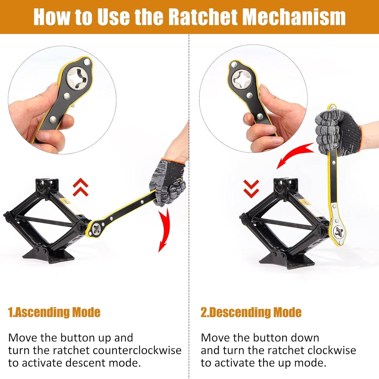 Car Jack Kit 2 Ton (4,409 lbs) Portable Scissor Jack for Car, Tire Jack Changing Kit with Lug Wrench, Black
