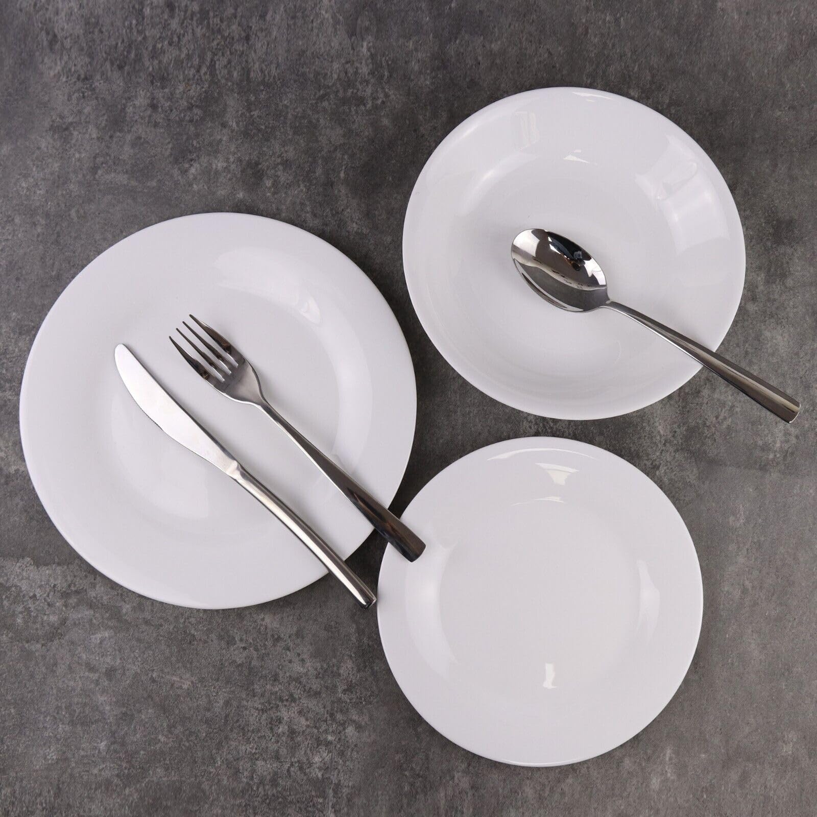 Queensway Home & Dining 12/24pc White Opal Glass Dinner Set - Dishwasher, Microwave, Freezer Safe, Elegant Plates & Soup Bowls - Multiple Design Options for Every Occasion