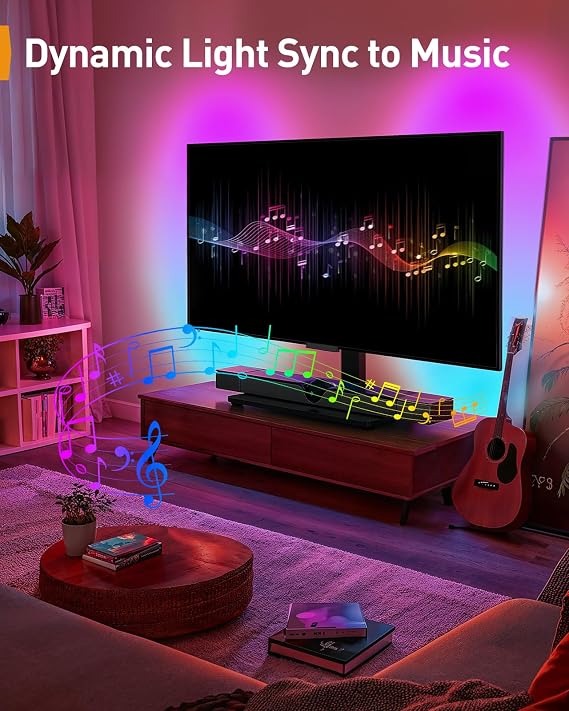 Perlegear ユニバーサル回転テレビスタンド LEDライト付き 30~70インチのテレビ用 高さ調節可能なテーブルトップテレビスタンド 傾斜付き 強化ガラスベース 耐荷重88ポンド 最大VESA 400x400mm PGTVS32B