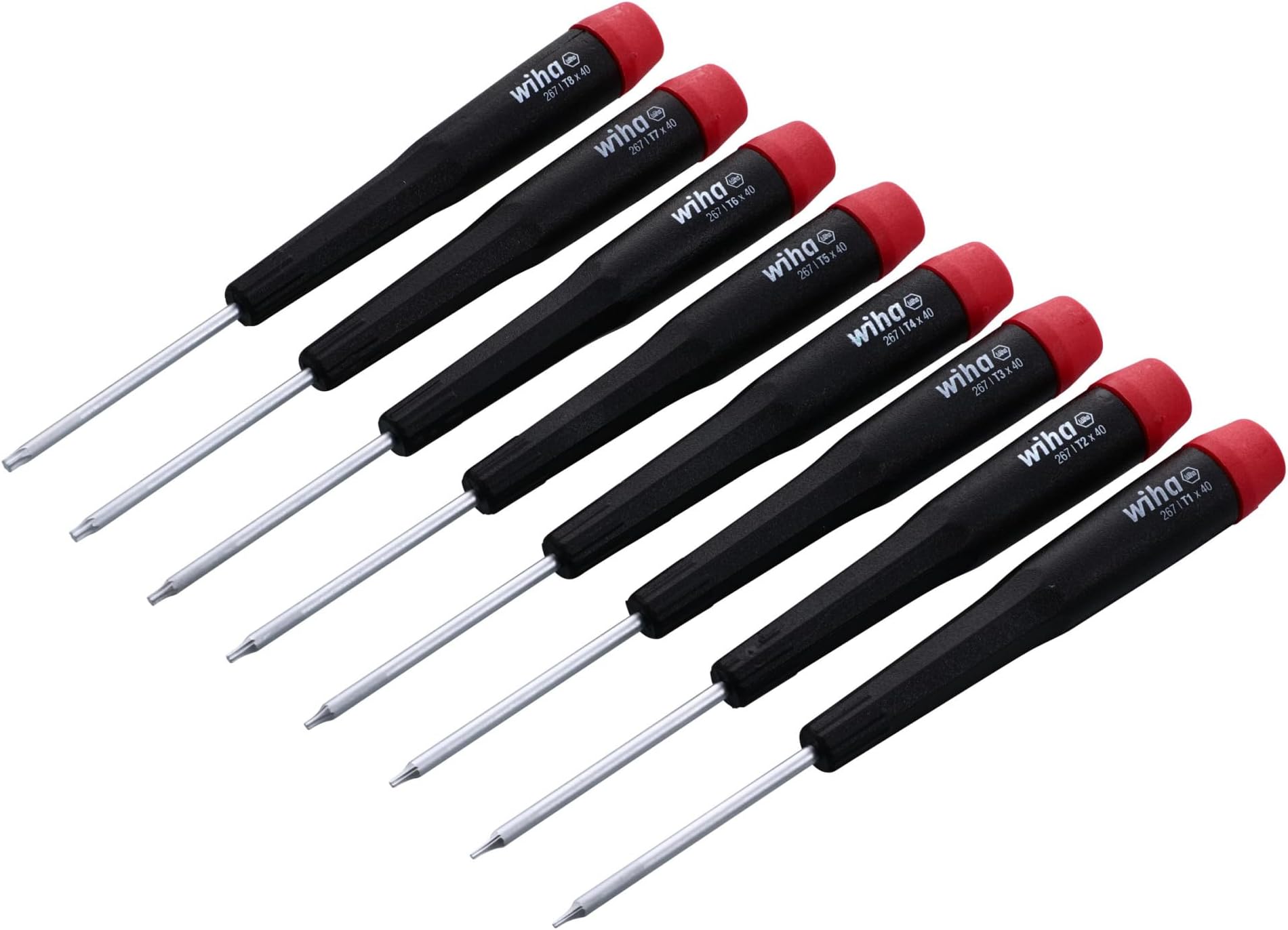 WIHA 26791 Precision Torx T1-T8 Set, 8-Piece,(Red, Black)