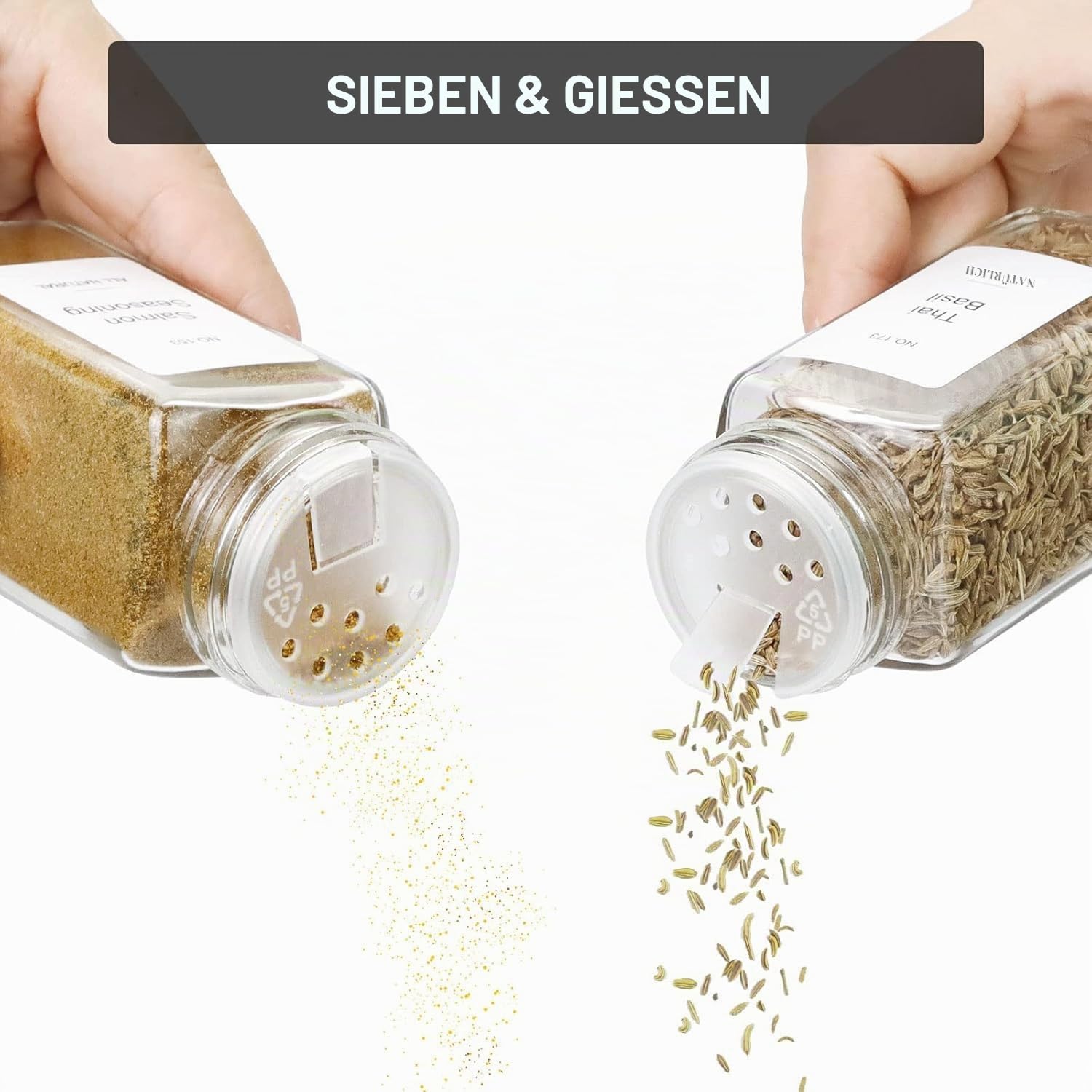 Gewürzschublade-Organizer mit 28 Gewürzgläsern (Bambusdeckel) & 216 Etiketten, 25 Anti-Rutsch-Gummis – Bambus, 4-stufig, für Küchenschubladen, Schränke, Arbeitsplatte – 33 x 40 cm