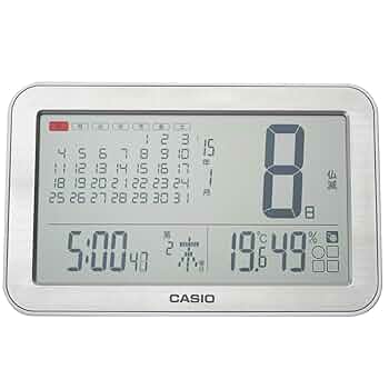 Amazon.co.jp: CASIO(カシオ) 掛け時計 電波 シルバー デジタル
