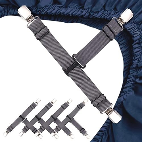 Correas para sábanas bajeras, 4 clips resistentes para sábanas que mantienen las sábanas en su lugar, tirantes para sábanas, clips para sábanas