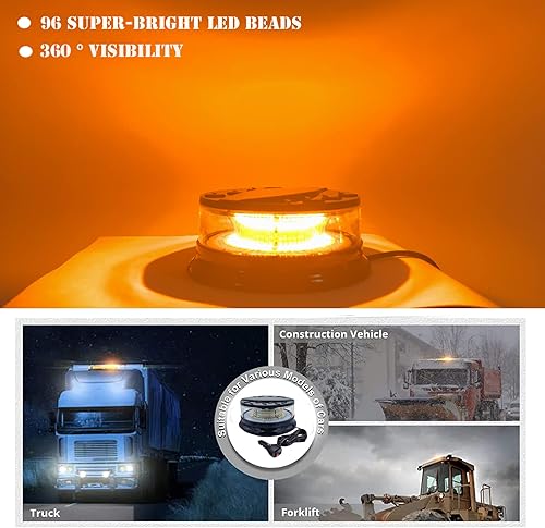 Miniatura 2 de TOPKU Luz estroboscópica LED ámbar de 4.3 pulgadas, luz estroboscópica LED, luces LED intermitentes de seguridad con luz magnética (ámbar)