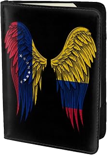 Passport Cover Holder for Travel Venezuela Venezuelian and Colombia Colombian flag wings Wallet Case Passport Book Holders with Card Boarding Pass Slots RFID Blocking Travel Must
