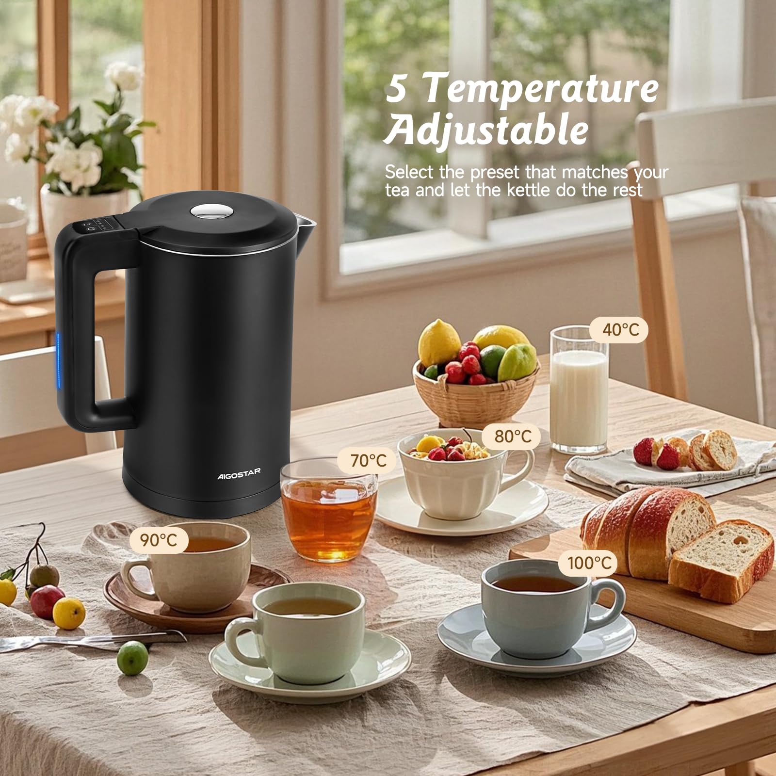 Aigostar Benjamin Hervidor de Agua Inteligente WiFi/Bluetooth 2200W