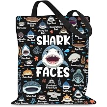 Black Shark Tote Bags, Double Sided Printing Shopping Bag, Reusable Canvas Tote Bag for Women & Girls Shopping, Grocery Runs, Beach Trips, Casual Outings, School & Daily Errands, Shark Gifts