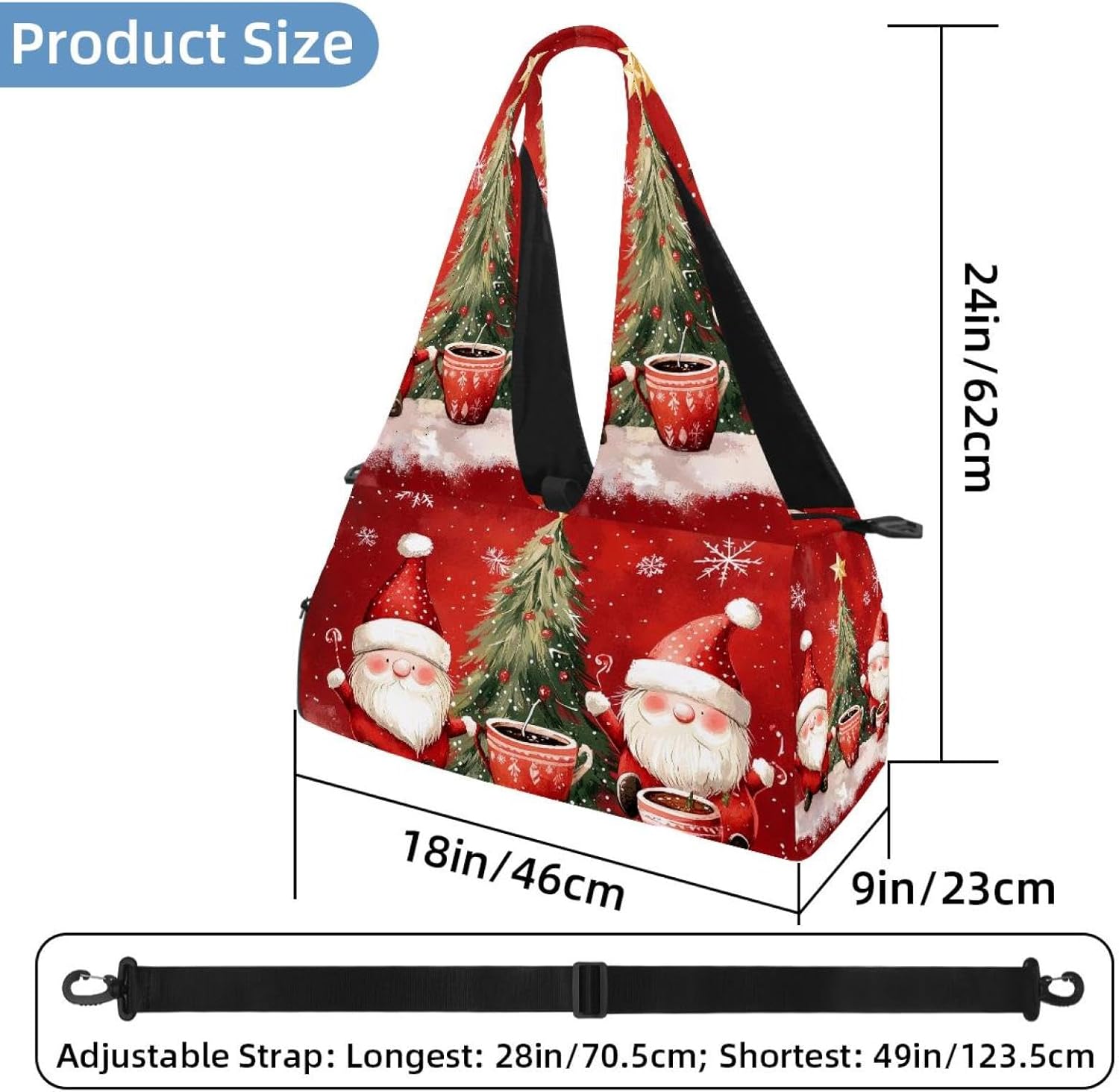 Gym Bag for Women, Christmas Gnome Yoga Mat Bag with Shoe Compartment, Sport Yoga Gym Bag with Yoga Strap, Carryall Yoga Tote Bag