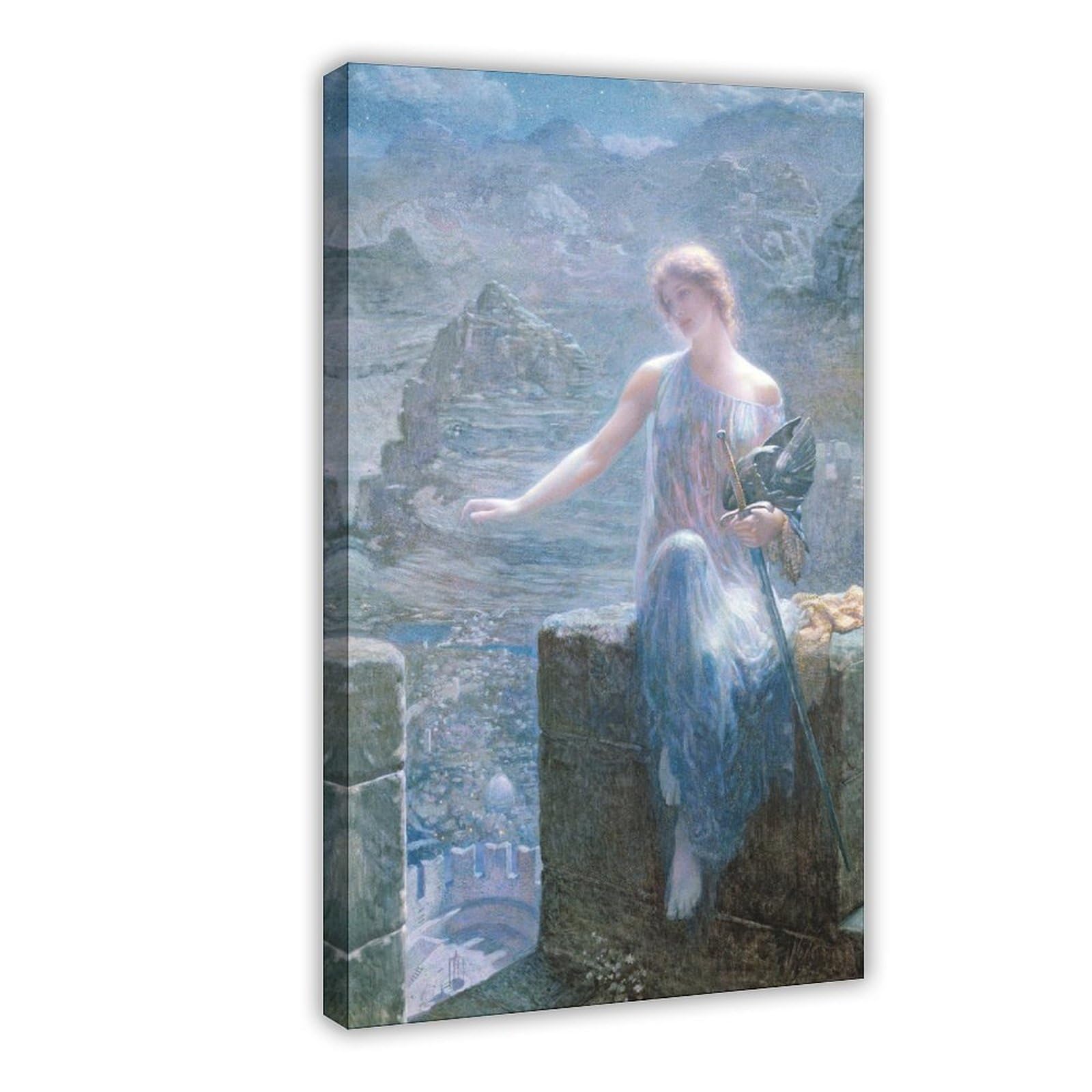 ANFOTCM Edward Robert Hughes, The Valkyries Vigil, 1906 i złota farba na papierze, plakaty na płótnie, sztuka ścienna, sypialnia, biuro, pokój, dekoracja, prezent, 60 x 90 cm
