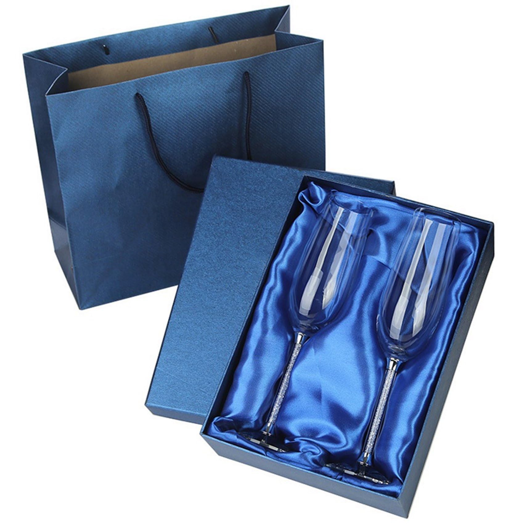 CTRLZS 2Pc Wedding Glasses Personalized Champagne Flutes Crystalline Party Gift Toasting Glass Goblet