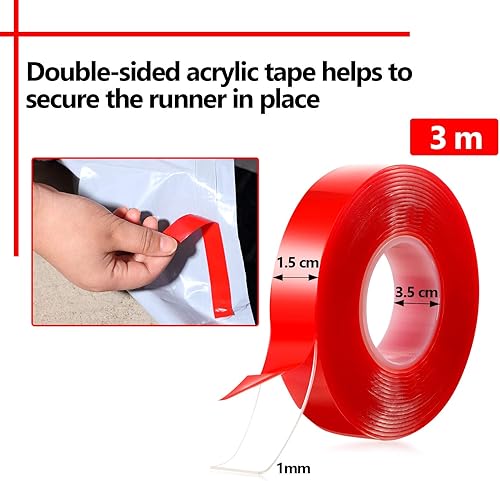 Miniatura 4 de Tapete de carreras de 13 pies de largo (2 pies de ancho) y 12 piezas de bandera de carreras a cuadros en blanco y negro para dos decoraciones de