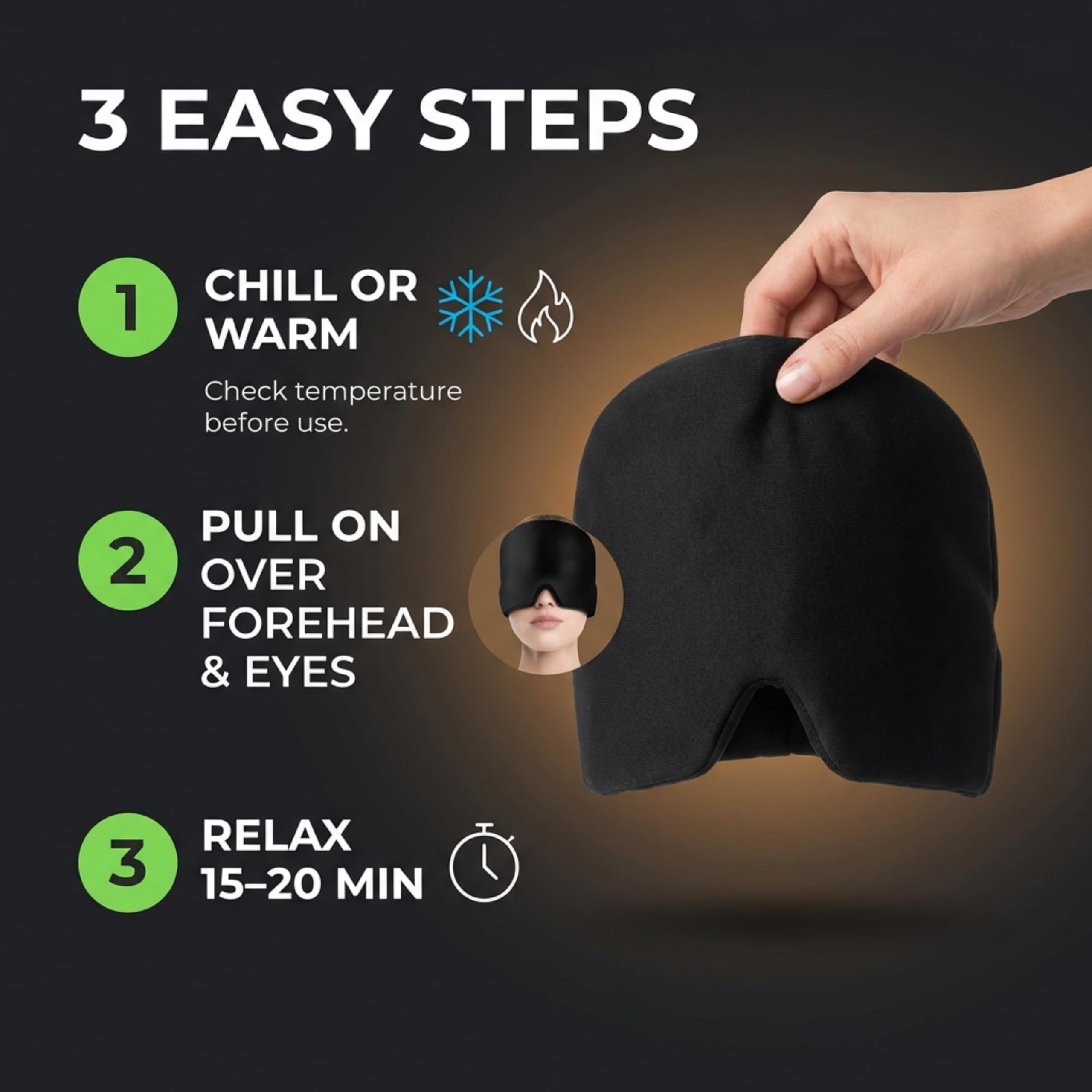 Migraine Relief Cap for Migraines, Headaches, Sinuses, Tension Relief Headache Relief Cap for Men & Women Hot & Cold Therapy Relaxing Thermax Migraine Miracle Cap, Migrane Relaxing Cap(Multicolor) — Amazon image 5