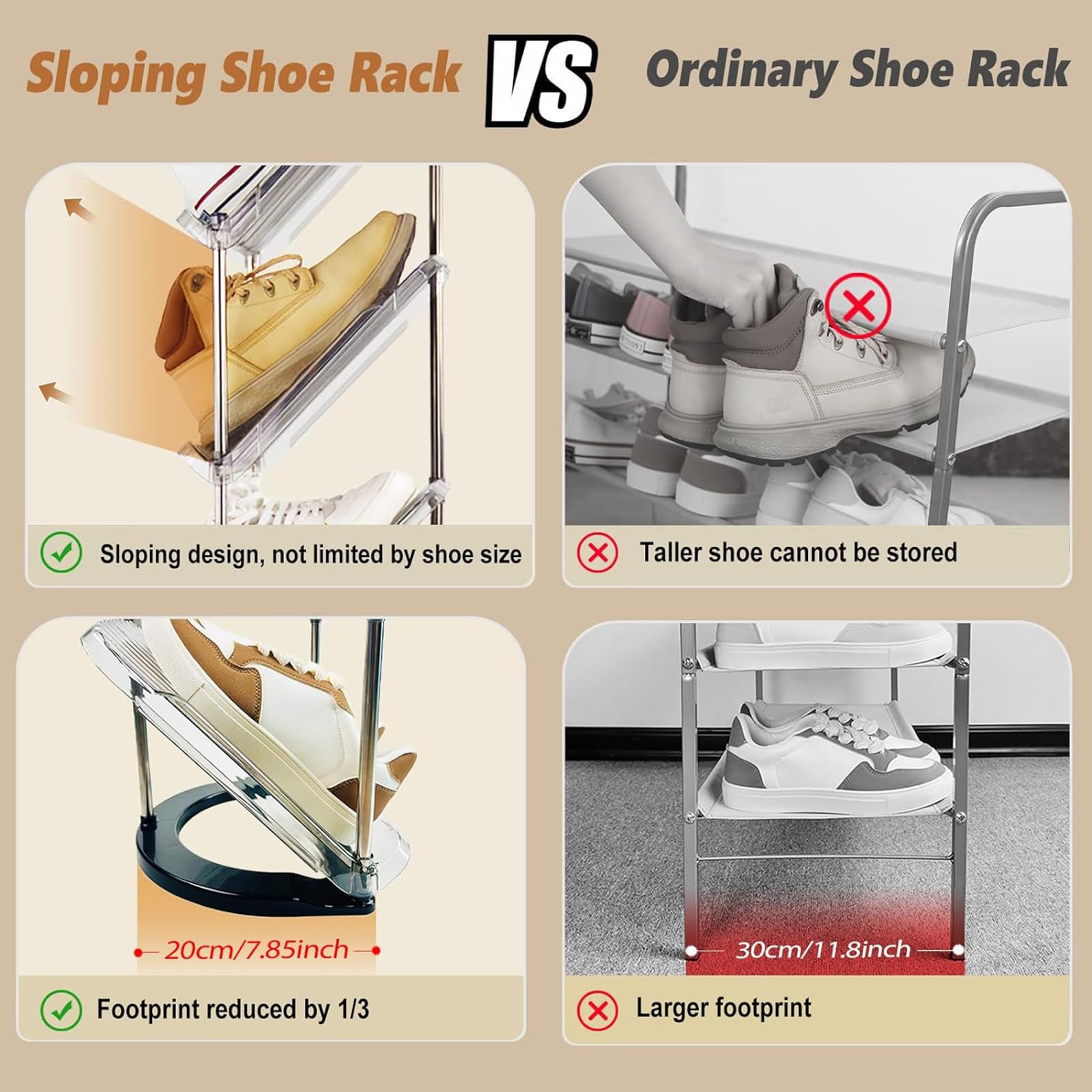 TopHomr - Scarpiera stretta a 5 ripiani, salvaspazio, sottile, alta e stretta, organizer per scarpe e corridoio, per scarpe e stivali (bianco trasparente)