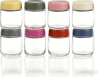 4oz 8Pack Glass Dressing Jars with Leakproof Lids, Containers for Sauce, Salad Dressing, Dips & Snacks – Reusable Glass Food Storage Cups for Lunch Box & Meal Prep(4oz-8Pack)