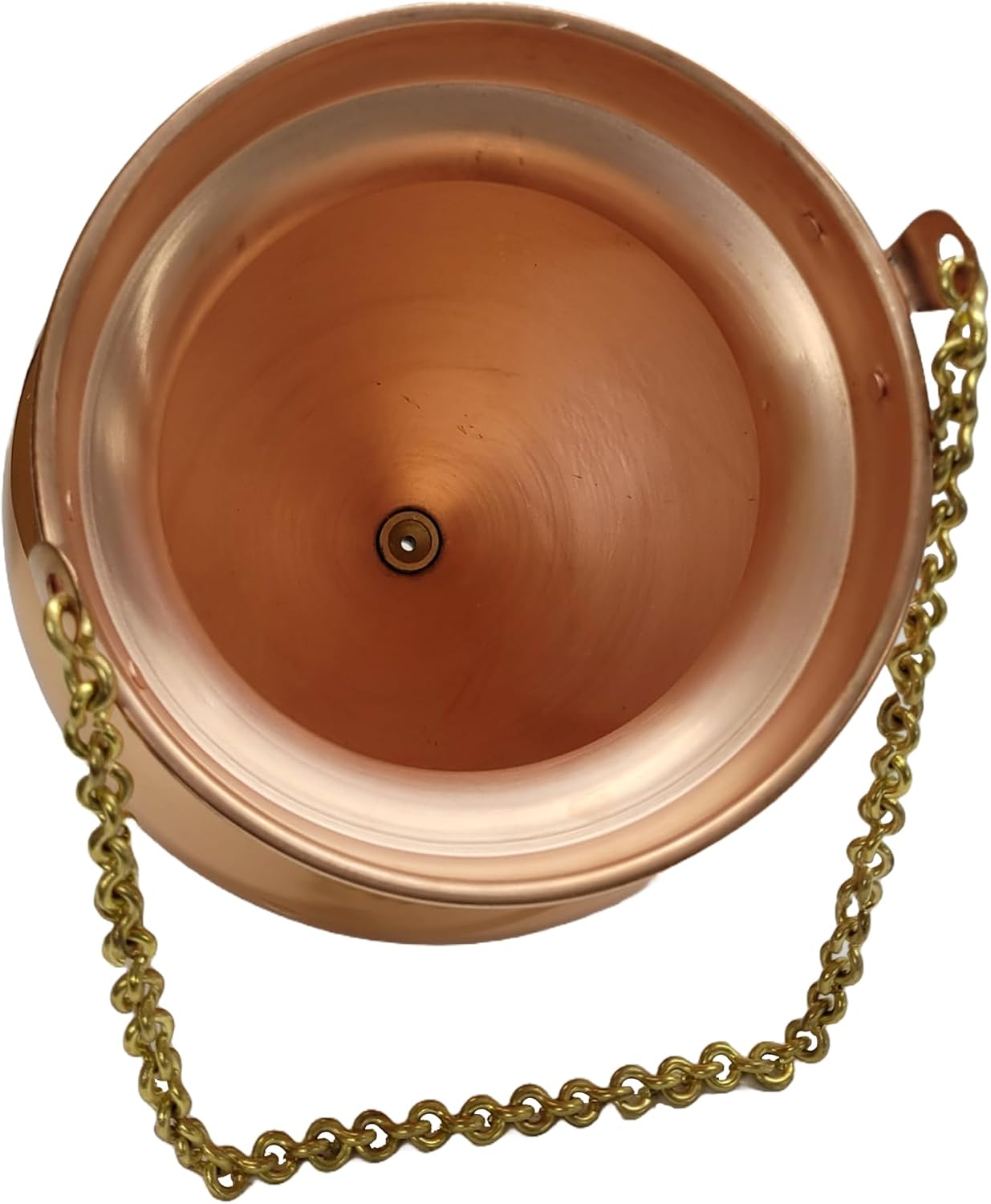 Pure Copper Shirodhara Pot Ayurvedic Equipment with Control Valve and Brass Chain for Panchkarma Abhyanga Sodhana Ayurveda Massage Basti Nasya (Small Shirodhara)