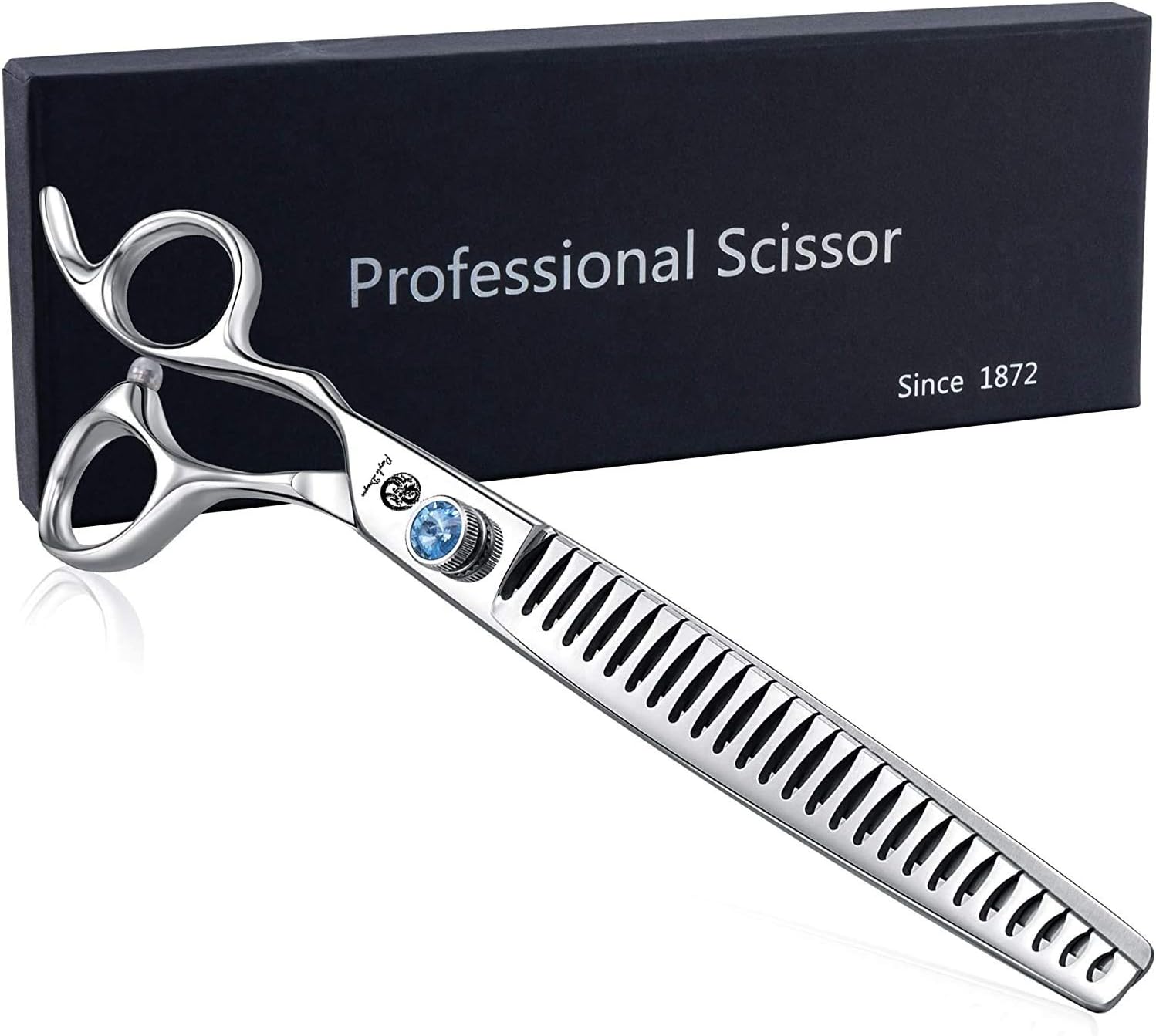 Purple Dragon 8.0" Left Handed Professional Pet/Dog Grooming Hair Cutting Scissors&Downward Curved Scissor &Chunker Shears with Bag - for Mancinism Pet Groomer or Family DIY