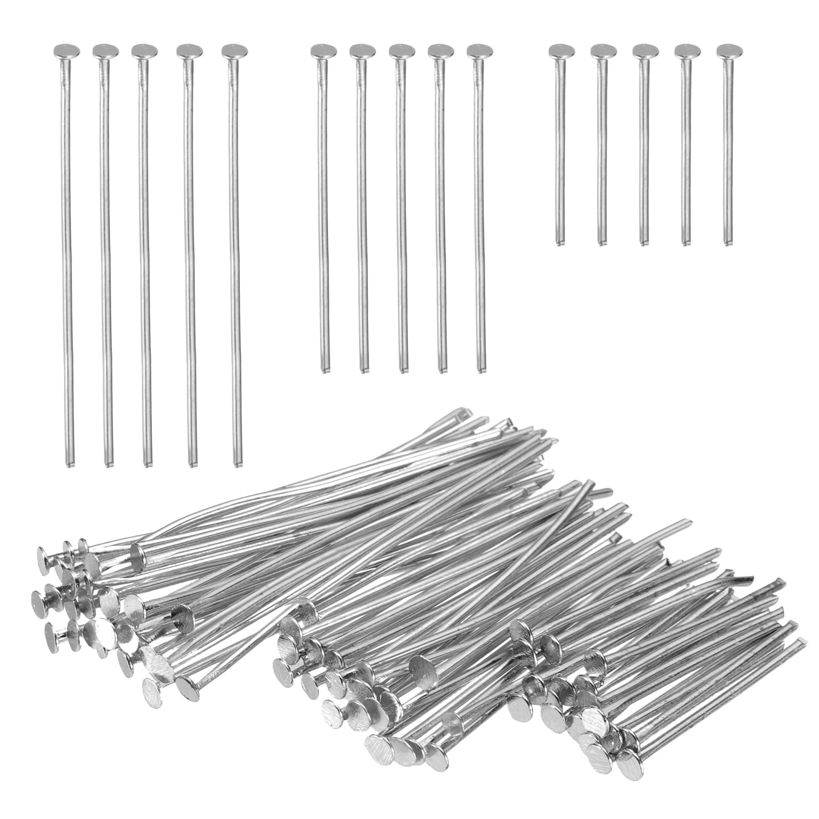 PATIKIL 0.8/1.2/1.6Inch Flat Head Pins, Jewelry Making Headpins Straight Pins Findings Bendable for DIY Craft Bracelet Necklace Earring Pendant Making Supplies-600Pcs(Light Silver) โ image 1