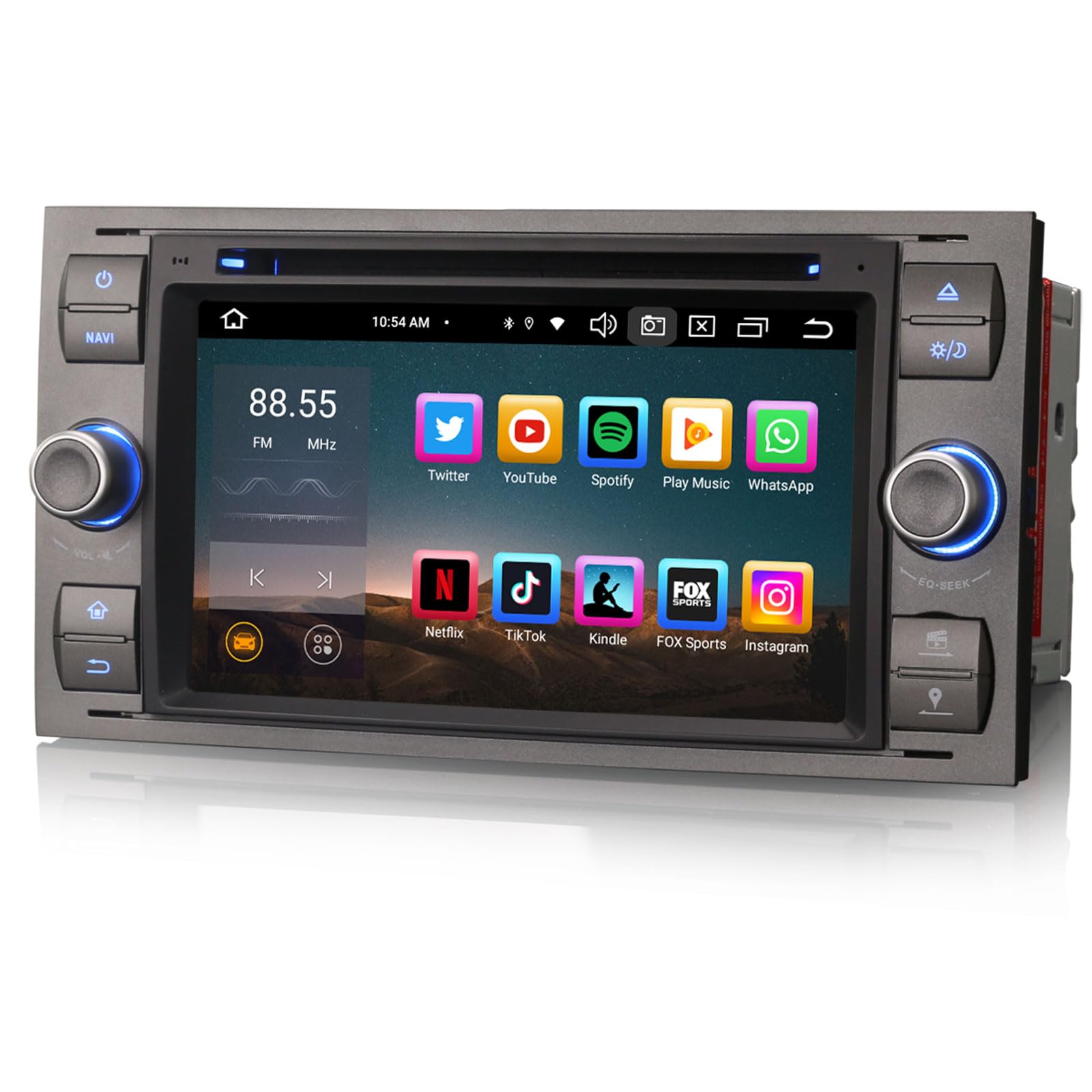 Erisin 8-Core Android 14 Bluetooth 5.0 DVD Autoradio per Ford C/S-Max Galaxy Kuga Focus Transit Mondeo 7" Schermo Tattile Supporta GPS Navigatore Wireless CarPlay Android Auto DAB+FM 4GB RAM+64GB ROM