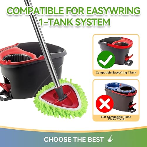 Miniatura 2 de Paquete de 4 almohadillas de microfibra reutilizables compatibles con el sistema O-Cedar EasyWring de 1 tanque de trapeador, repuesto de cabezal