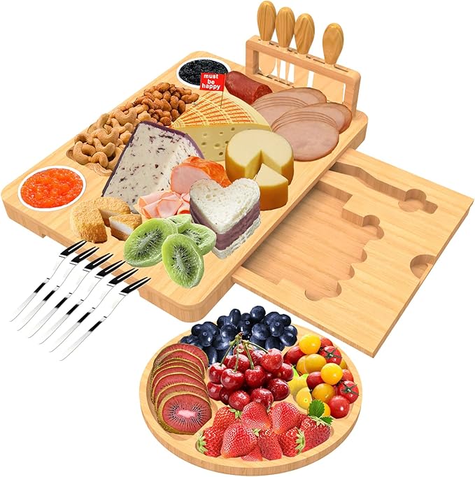 Large Bamboo Cheese Board Charcuterie Boards Set Include