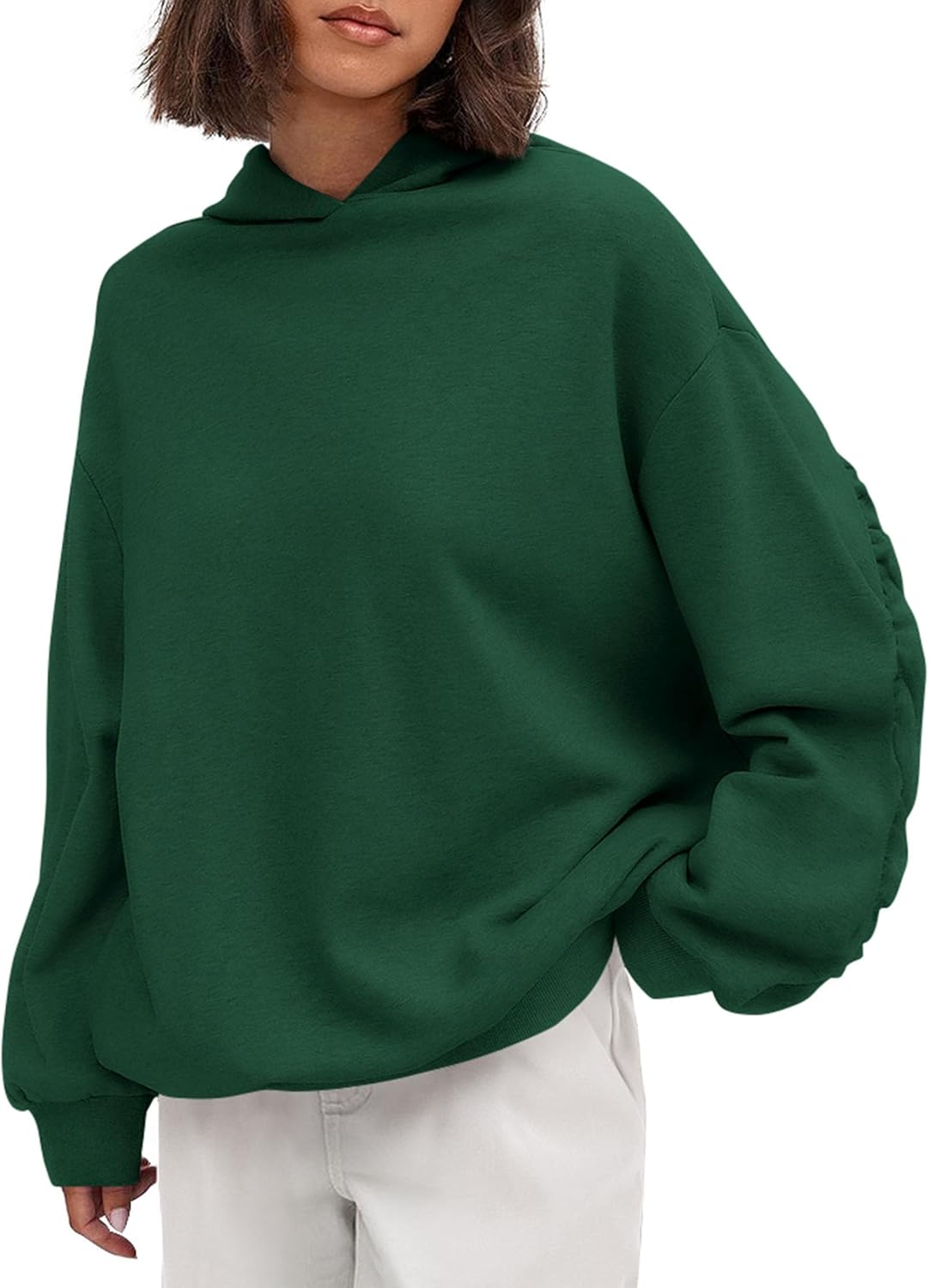 PRETTYGARDEN Hoodies for Women Oversized Pullover Sweatshirts 2025 Ruched Long Sleeve Casual Tops Fall Fashion Y2K Clothes