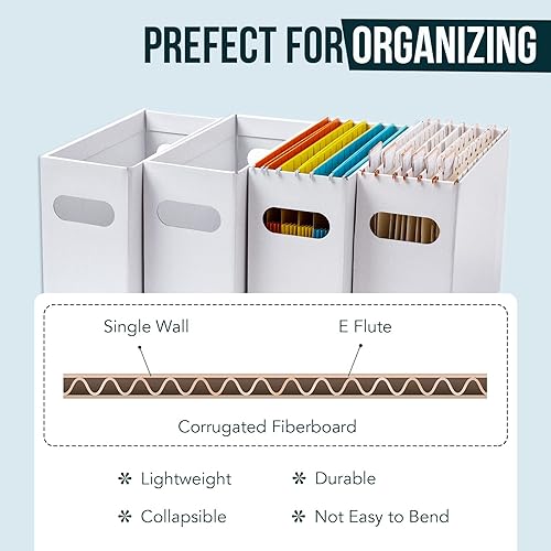 Miniatura 2 de Y YOMA Paquete de 2 organizadores de archivos colgantes, caja de almacenamiento de cartón para carpetas de archivos colgantes tamaño carta, cajas de