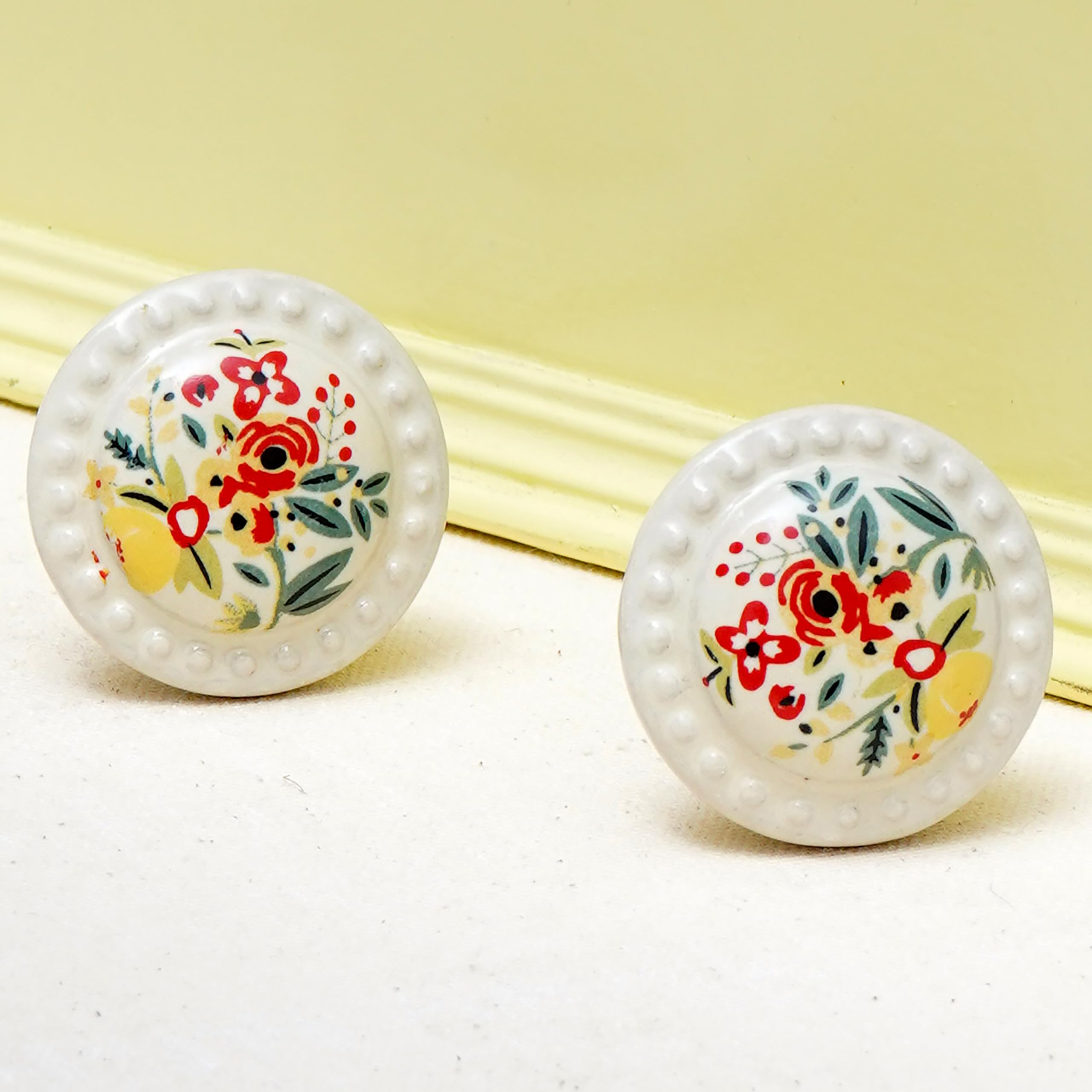 IndianShelf 2 Pieces Yellow Floral Ceramic Drawer Knobs for Kitchen Cabinet Hardware Door Decorative Dresser Pulls Luxury Classy (B08ZRWW41R) Amazon Price History, Amazon Price Tracker