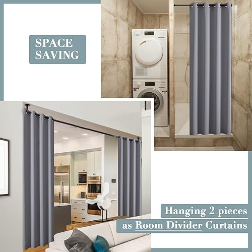 Miniatura 6 de Divisor Deslizante de Habitación Colgante, 60% - 70% Insonorizado Panel de Privacidad Mantiene el Calor Afuera Cortinas de Puerta de Armario Falsas