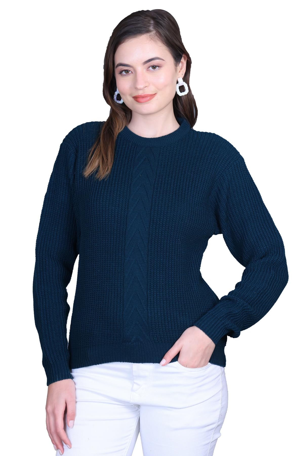 montrex Women Wool Blend Sweater Winter Wear Top for Women Soft Warm Knit Pullover (Turquoise)-picture-19