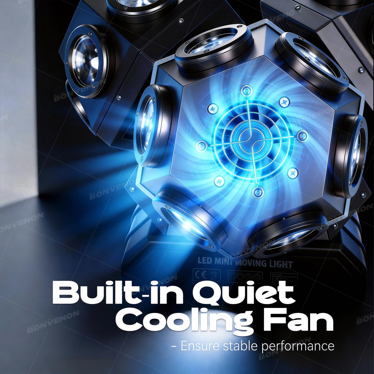 Lampe DJ à tête mobile avec LED RGBW et contrôle DMX – Éclairage de scène activé par le son pour club, fête, discothèque et événements de Noël