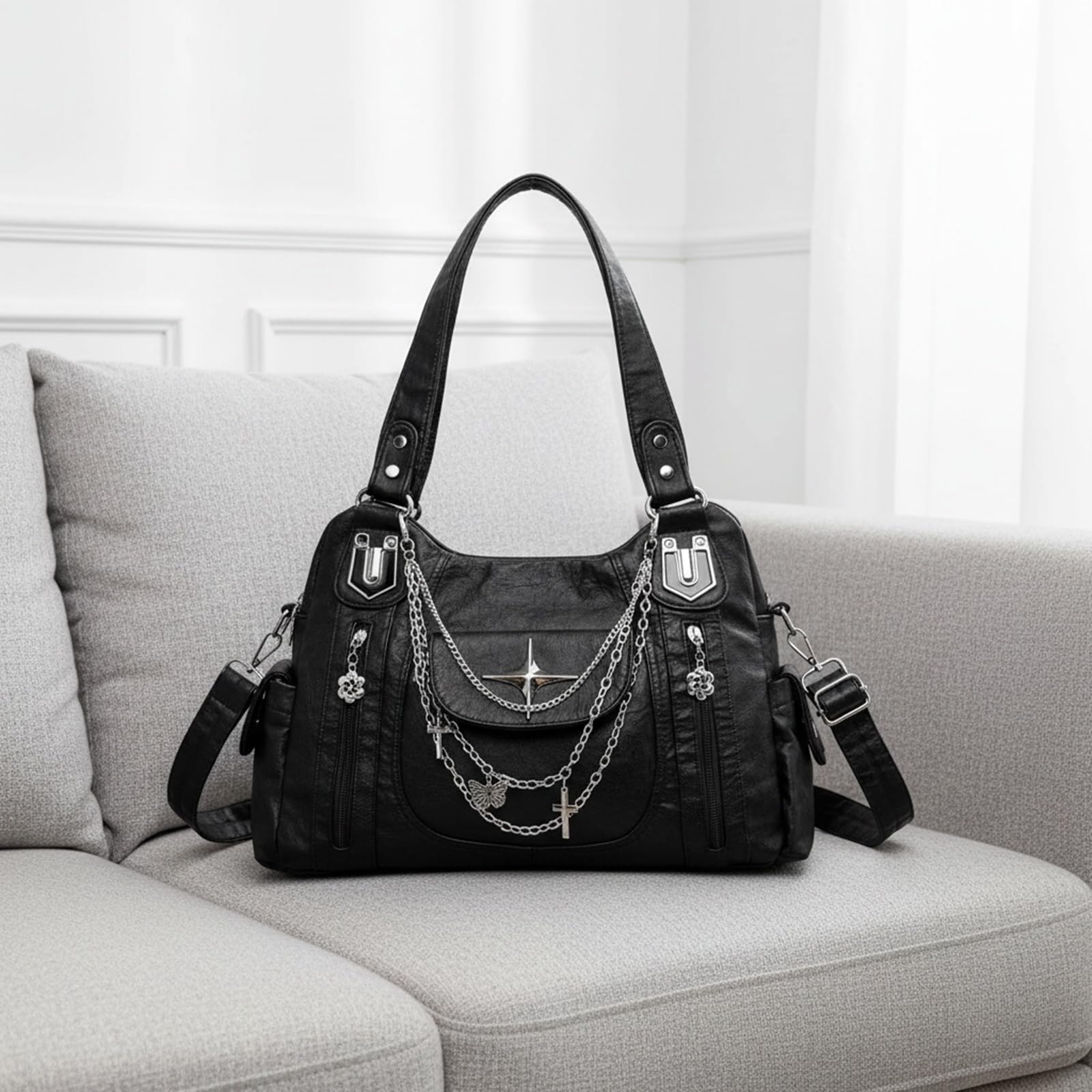 Torby Hobo dla kobiet Wegańska skórzana torba na ramię Y2k Crossbody Hobo Satchel Torebka na ramię z wieloma kieszeniami Torebka z regulowanym paskiem dla pań Praca Zakupy Podróże