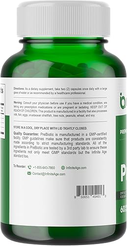 Miniatura 3 de INFINITE AGE Cápsulas prebióticas, 60 unidades, suplemento de fibra prebiótica FOS prémium con achicoria y acacia, salud digestiva para hombres y