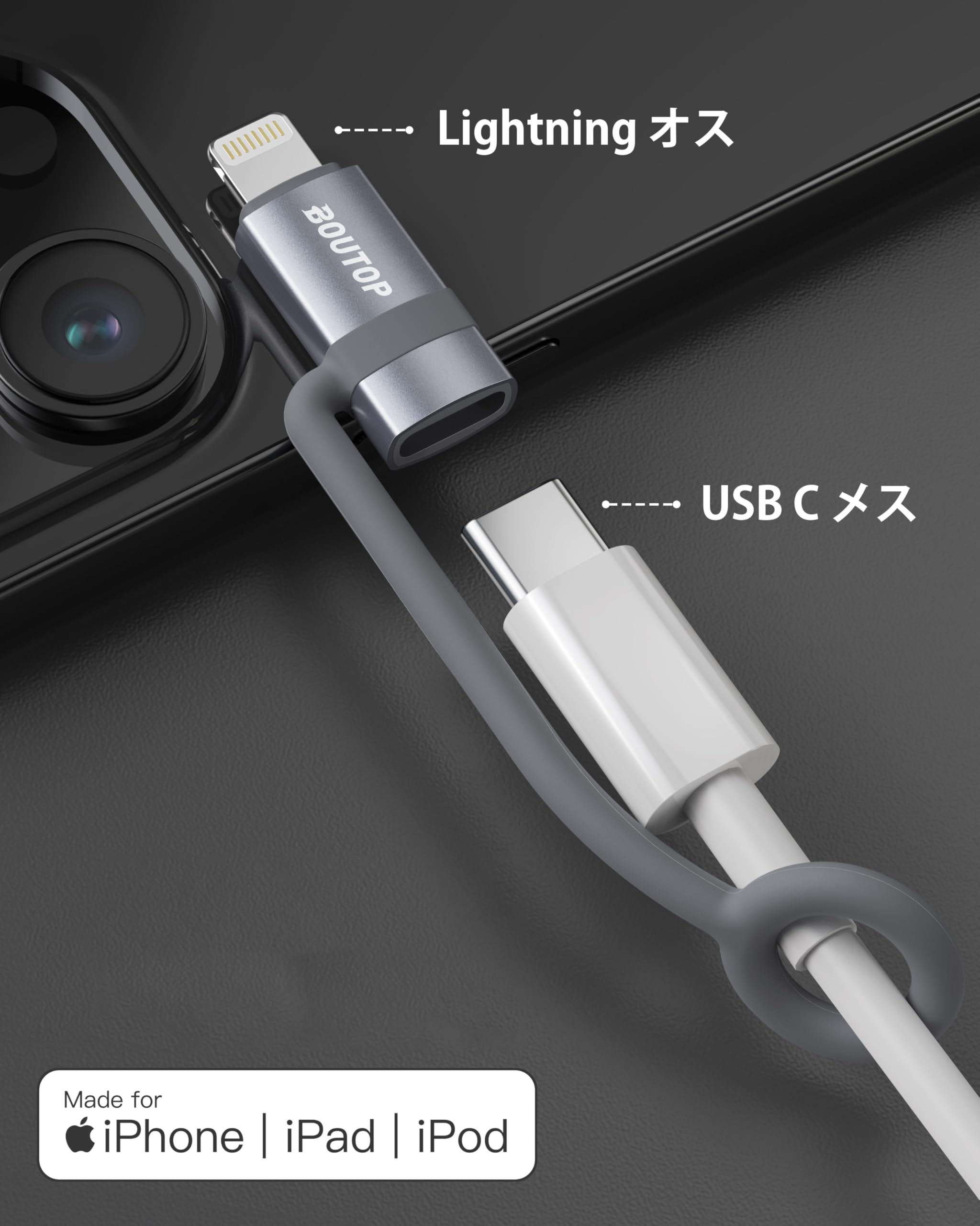 Amazon.co.jp: BOUTOP ライトニング タイプC 変換アダプタ 60W PD急速