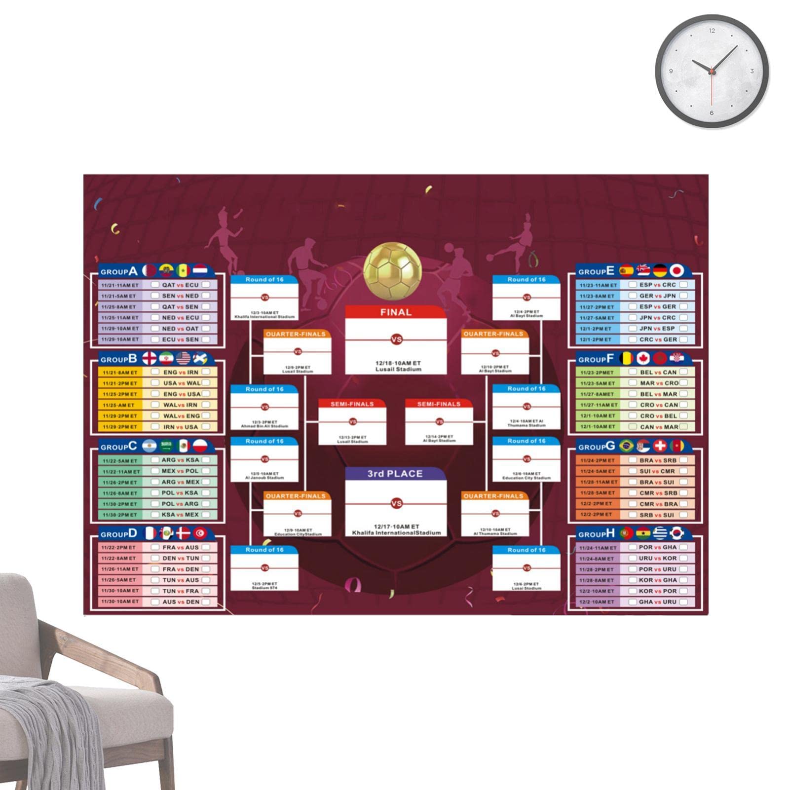 Buy Fly Free World Soccer Cup 2022 ,All matches Schedule Wall Chart