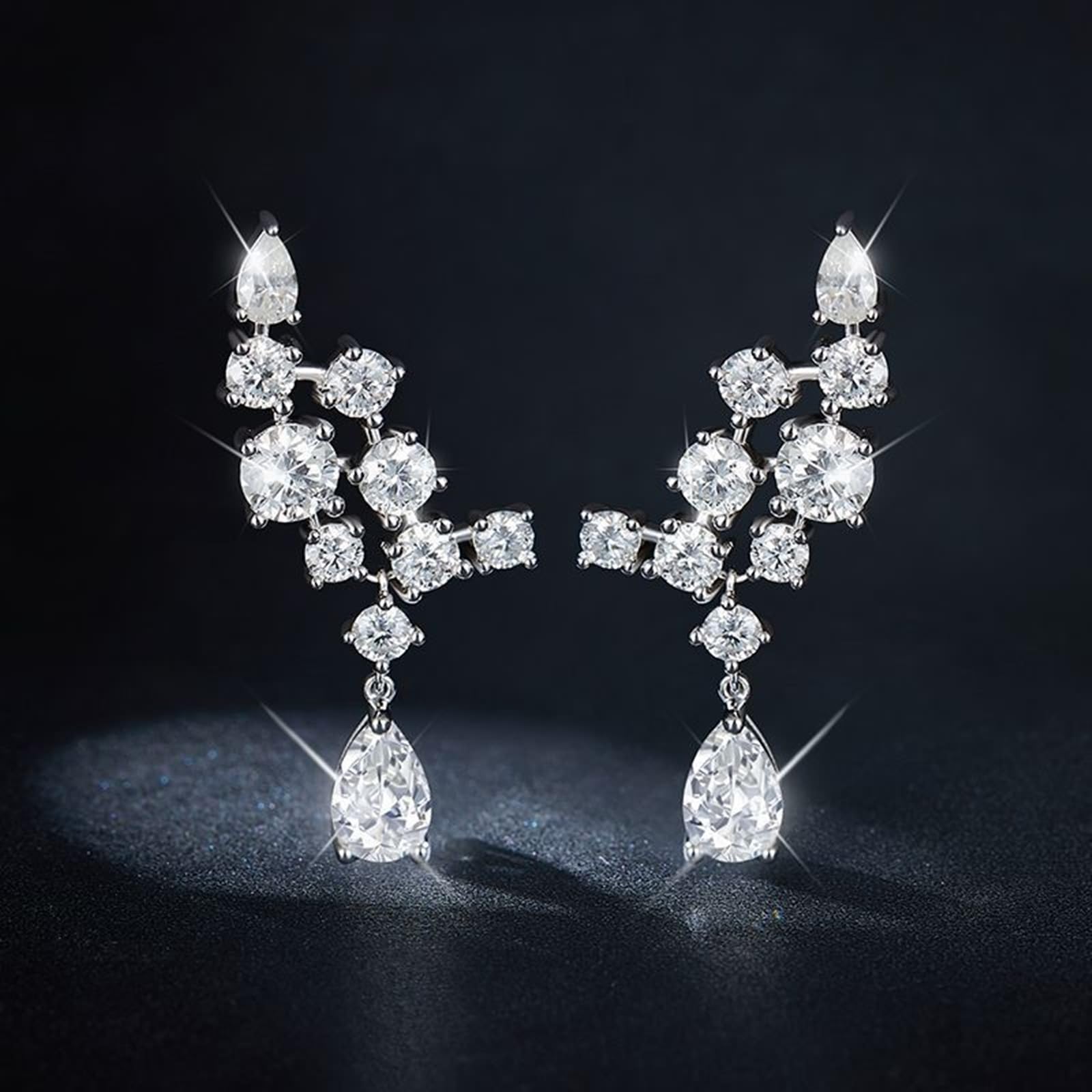 KnSam Ohrhänger Sterlingsilber, Ohrstecker 925 Silber Elegant mit Moissanit 6.1ct 5x8mm Damen Ohrringe Hänger Moissanit